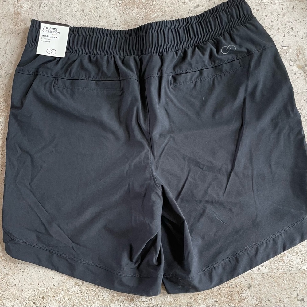 NWT Calia Journey Mid Rise 8“ Black Elastic Waist Workout Shorts with Pockets - Picture 5 of 9